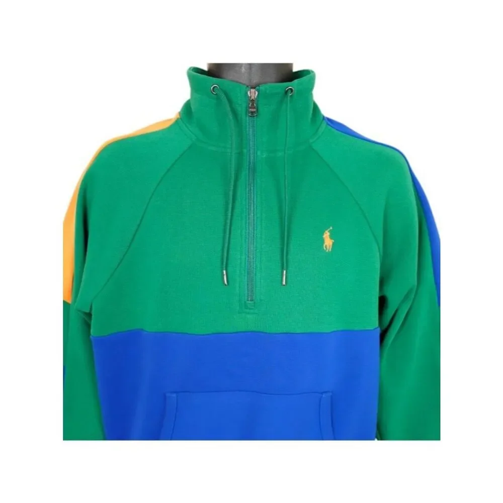 Polo Ralph Lauren Track Jacket Mens Size Small Green Pullover Half Zip